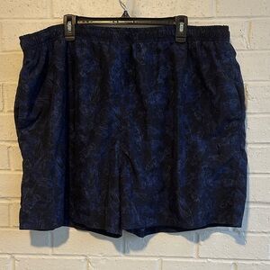 NWOT Trader Bay Blue Swim Trunks Pale Blue Fish Print Elastic Drawcord Waist 2XL